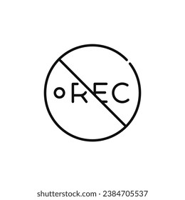 No recording allowed line icon sign symbol isolated on white background