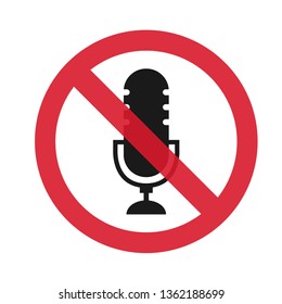 No recording sign. No microphone sign, vector icon illustration .