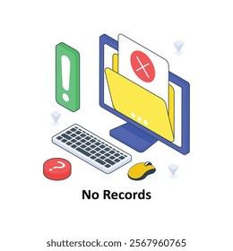 No Records isometric Colored illustration. EPS File stock illustration