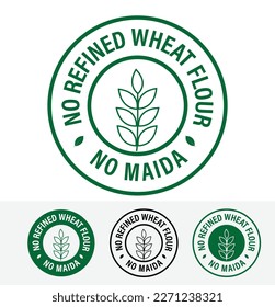 no refined wheat flour, no maida vector icon set, green in color