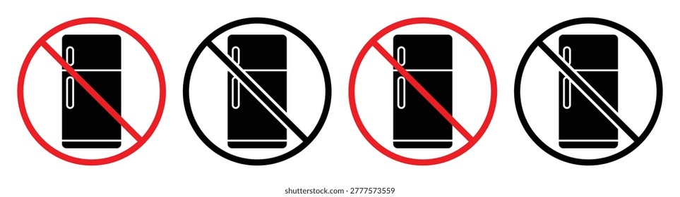 No Refrigerator Symbol with Prohibited Fridge Appliance Sign Vector Illustration