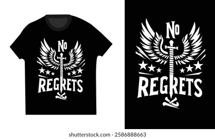 No regrets T shirts vector illustrations 3d design black t shirt 