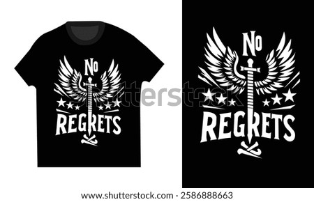 No regrets T shirts vector illustrations 3d design black t shirt 