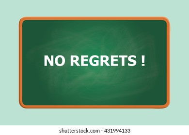 no regrets text with green board chalk effect vector graphic illustration