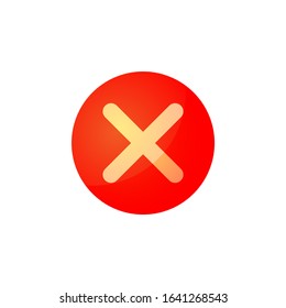 No, rejected red checkmark with shadow for buttons or stickers