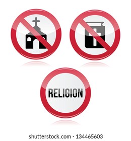 No Religion, No Church, No Bible Red Warning Sign