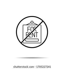 No for rent, nameplate icon. Simple thin line, outline vector of real estate ban, prohibition, embargo, interdict, forbiddance icons for ui and ux, website or mobile application