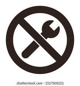 No repair symbol. Service symbol. Prohibition sign isolated on white background