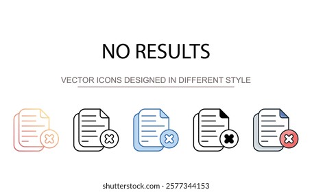 No Results icon design with white background stock illustration