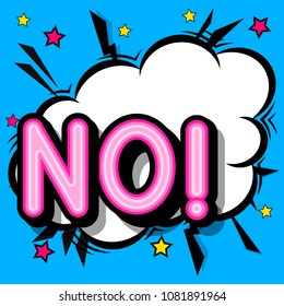 NO- retro  popart style lettering with shadows on a white background.