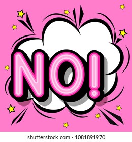 NO- retro  popart style lettering with shadows on a white background.