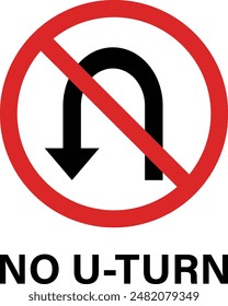 No return sign with text . No U-turn allowed sign . Vector illustration