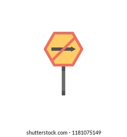 No right colored icon. Element of road signs and junctions icon for mobile concept and web apps. Colored No right can be used for web and mobile on white bakgorund