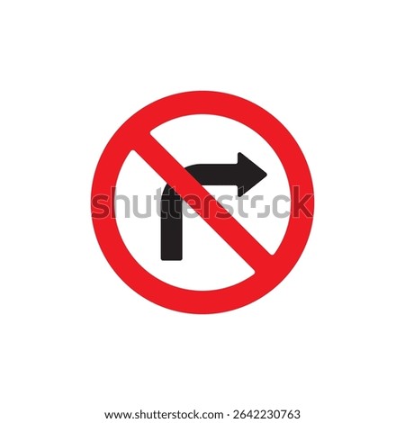 no right turn icon symbol sign vector
