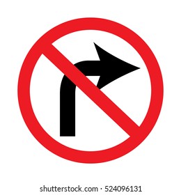 No right turn on white background.