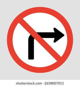 Kein Rechtsabbiegen - Vektorsymbol für verbotenes Verkehrszeichen