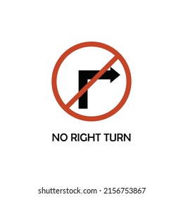 no right turn road sign vector icon illustration sign