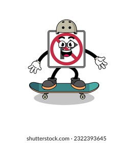 no right turn road sign mascot playing a skateboard , character design