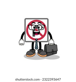 no right turn road sign mascot as a businessman , character design