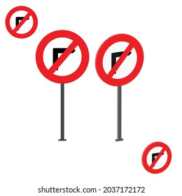 no right turn sign with 3d view, traffic signs 3d