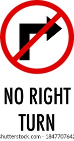 No right turn sign on white background illustration