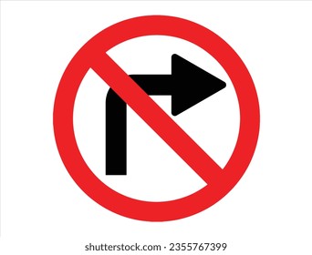 No right turn sign vector art white background