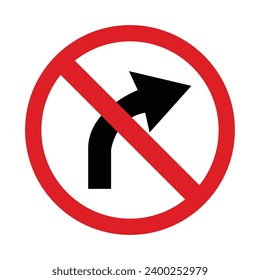 No right turn sign . Vector illustration