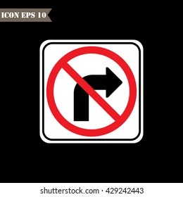 No Right Turn sign.Vector illustration