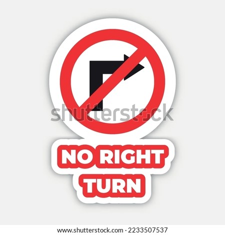 no right turn traffic sign editable modern vector icon and text effect design