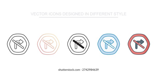 No Right Turn vector icon stock isolated on white sheet