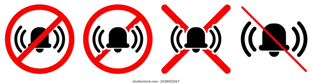 No ring bell sign icon vector for silence mode, no notifications, and quiet reminder. Ideal for UI alerts, do not disturb design, and silent mode visuals.
