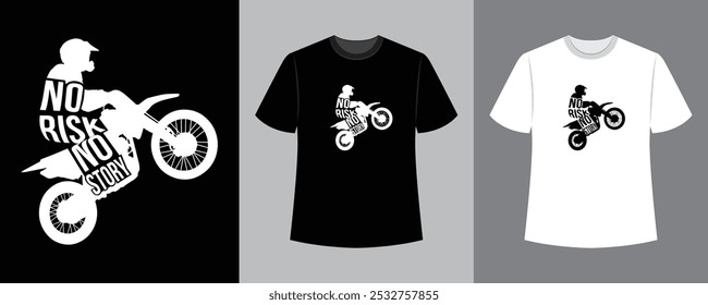 no risk no story text illustration t-shirt design