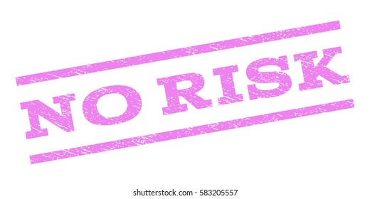 No Risk watermark stamp. Text tag between parallel lines with grunge design style. Rubber seal stamp with dirty texture. Vector violet color ink imprint on a white background.