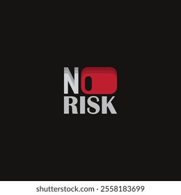 No risk word mark or logotype abstract modern creative logo, Rubber stamp design, with 3D reflecting style, N and red O letter fluid vector illustration icon design.