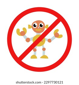 No Robot Sign on White Background