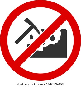 No Rock Mining Vector Icon. Flat No Rock Mining Pictogram Is Isolated On A White Background.