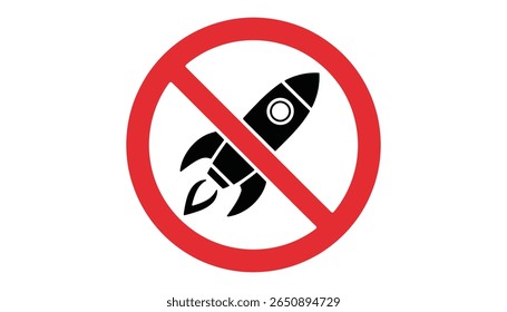 No hay icono de lanzamiento de cohete. Símbolo de espacio prohibido