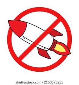 No Rocket Sign on White Background