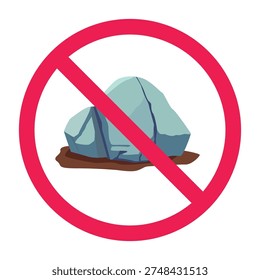 No rocks or stones sign, vector illustration