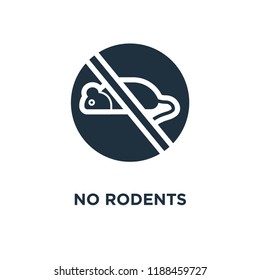 No rodents icon. Black filled vector illustration. No rodents symbol on white background. Can be used in web and mobile.