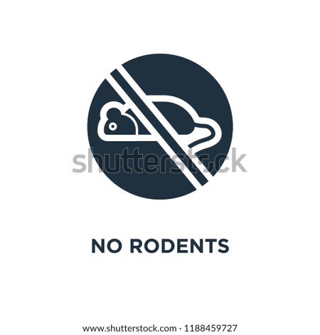No rodents icon. Black filled vector illustration. No rodents symbol on white background. Can be used in web and mobile.