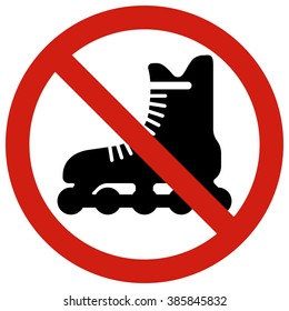 No roller.
Prohibiting sign - no specific shoe type on roller wheels.