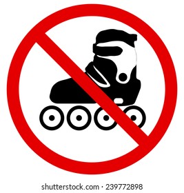 No roller skate sign, prohibited activities. Vector illustration - you can simply change color and size