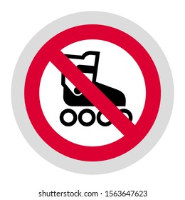 No roller skates forbidden sign, modern round sticker, vector illustration for your design
