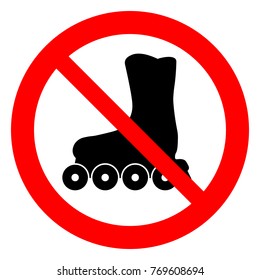 No roller skates, no inline skates, prohibition sign, vector illustration.