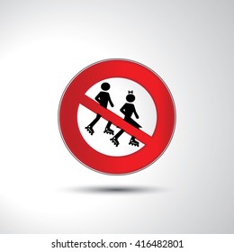 No roller skates prohibition sign