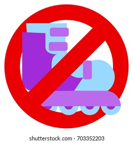 No roller skates prohibition sign vector illustration. Flat style design. Colorful graphics