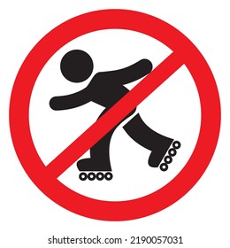No roller skates sign. No entry on skates. Vector isolated icon.