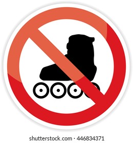 No roller skates sign on white background.vector illustration