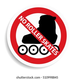 No roller skates sign on white background.vector illustration
